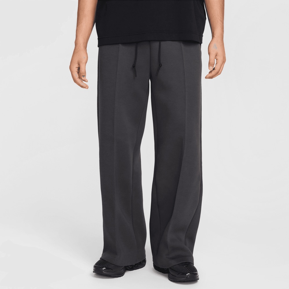 New Mens L Black Nike Tech Wide Leg Stacked Length Fleece Sweatpants HJ0695 060
